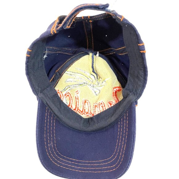 Jamaica cap waves palm tree orange green on navy blue embroidered adjustable - Picture 7 of 8